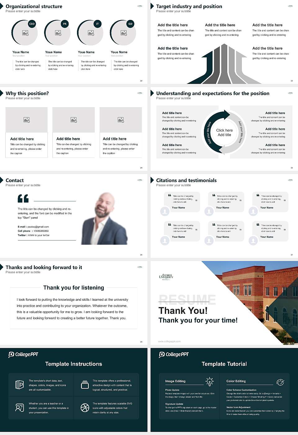 Antioch University-Midwest Resume PPT Template16:9 ratio PPT effect preview image4