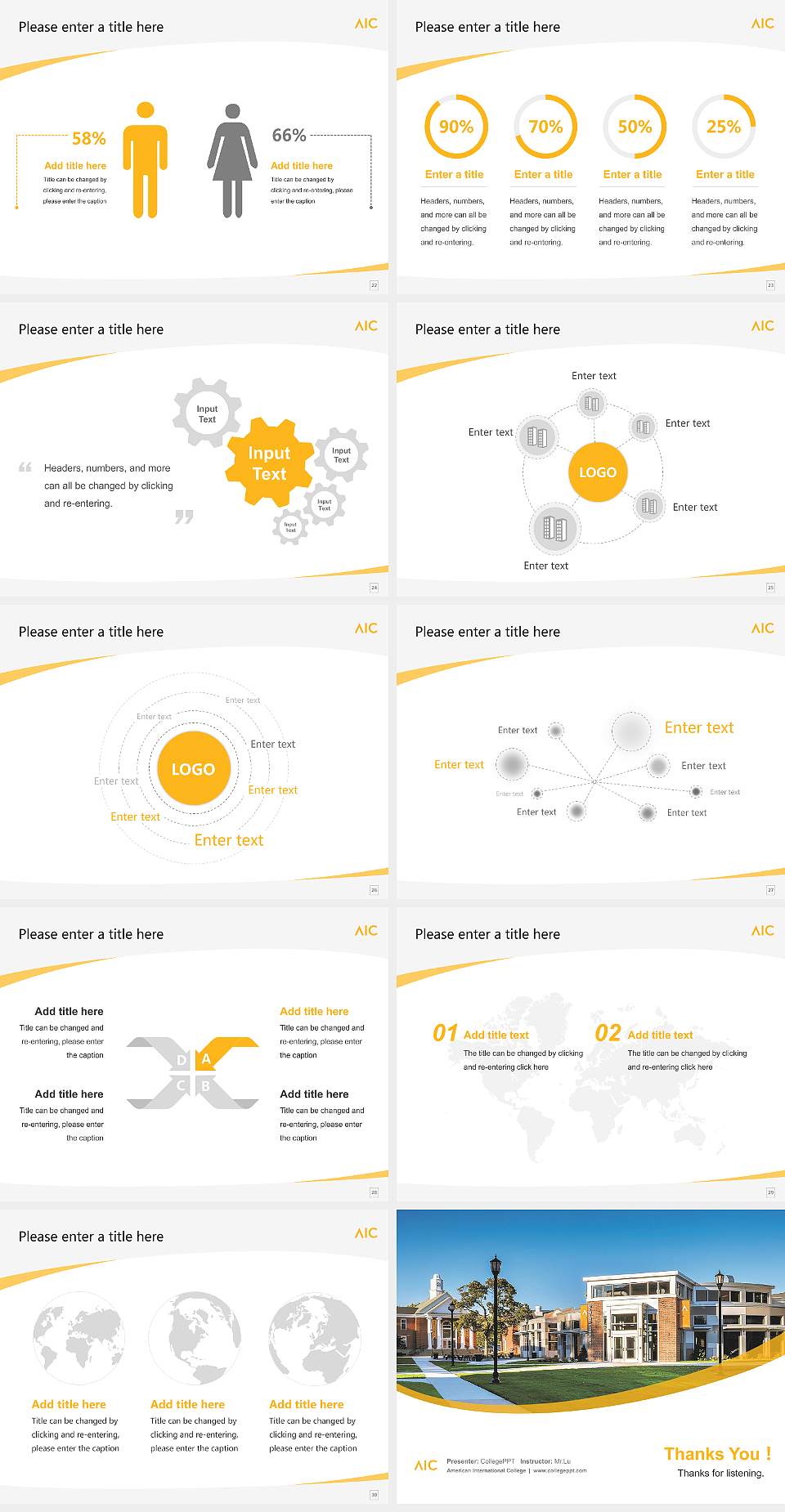American International College Course/Courseware Creation PPT Template4:3 ratio PPT effect preview image4