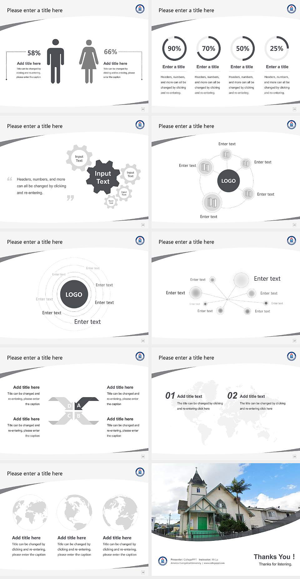 America Evangelical University Course/Courseware Creation PPT Template4:3 ratio PPT effect preview image4
