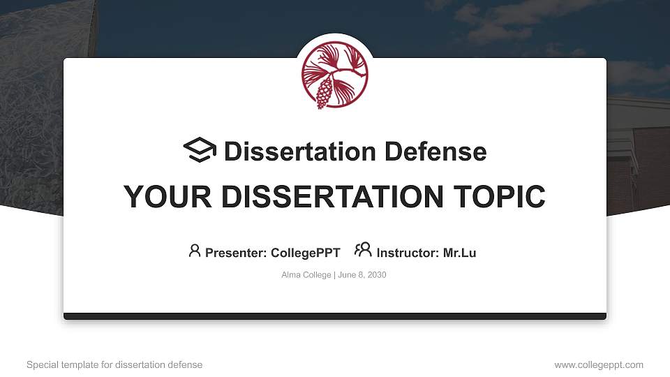 Alma College Graduation Thesis Defense PPT Template16:9 ratio PPT effect preview image