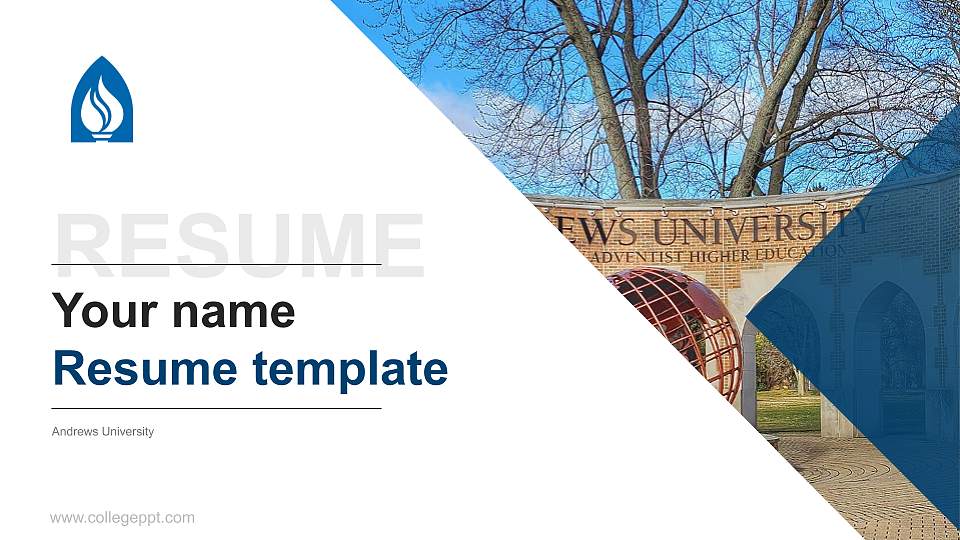 Andrews University Resume PPT Template16:9 ratio PPT effect preview image