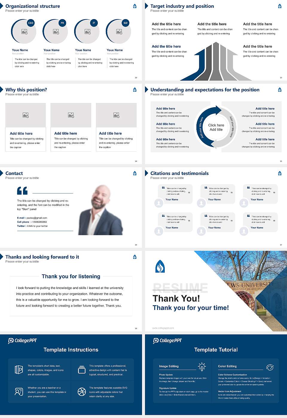 Andrews University Resume PPT Template16:9 ratio PPT effect preview image4