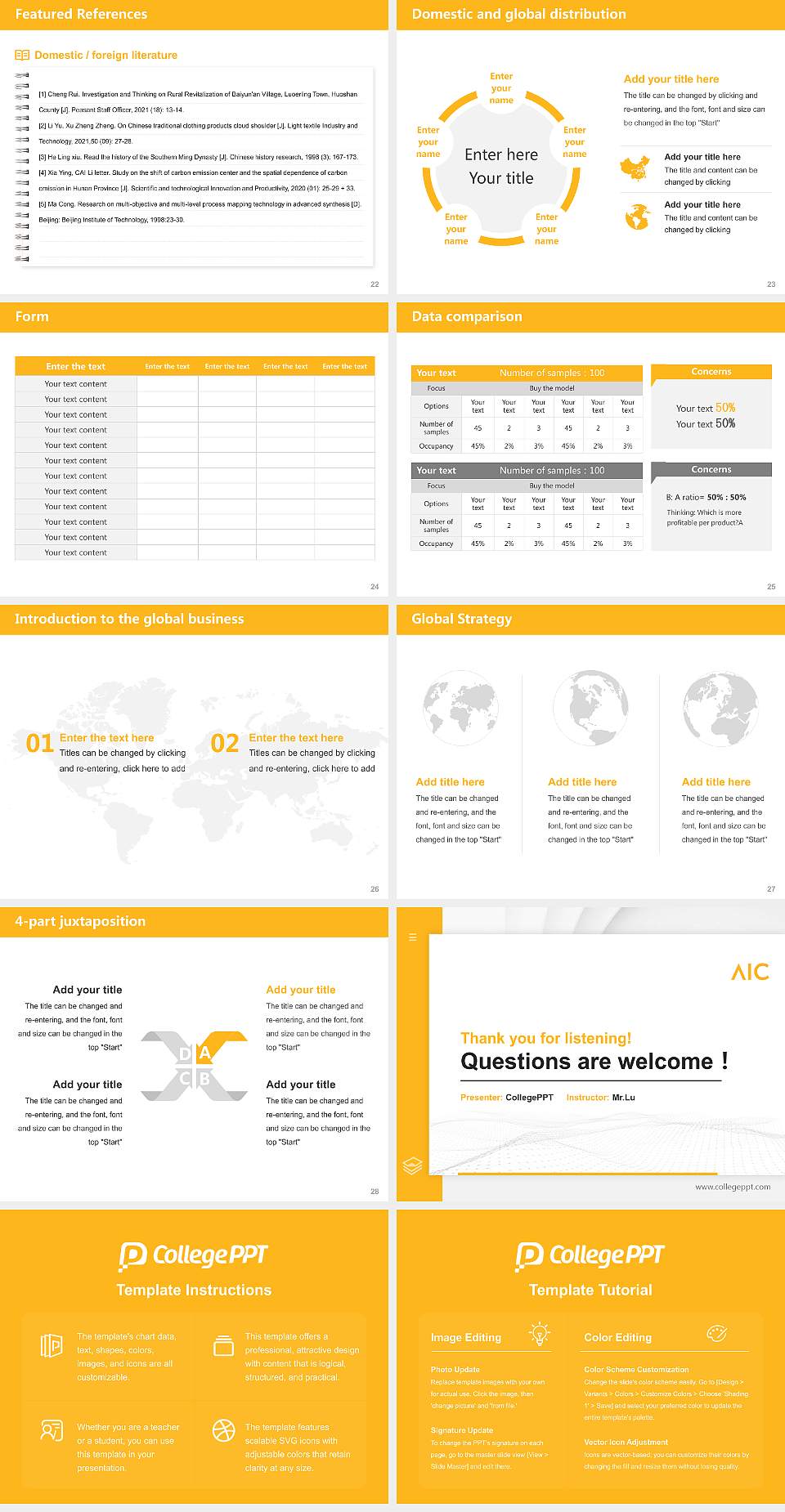 American International College Thesis Proposal/Graduation Defense PPT Template4:3 ratio PPT effect preview image4