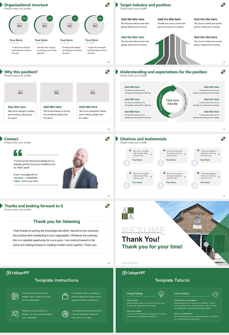 American College of the Building Arts Resume PPT Template16:9 ratio PPT effect preview image4