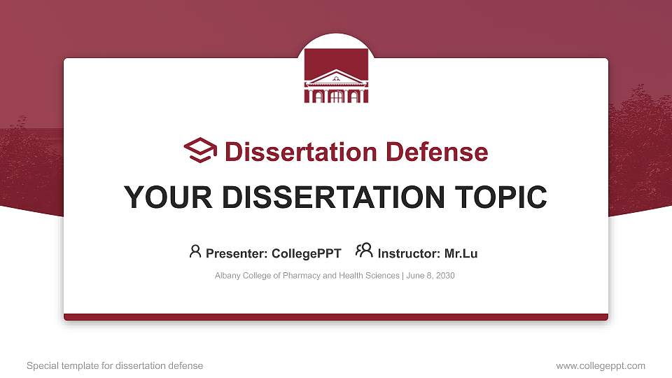 Albany College of Pharmacy and Health Sciences Graduation Thesis Defense PPT Template16:9 ratio PPT effect preview image
