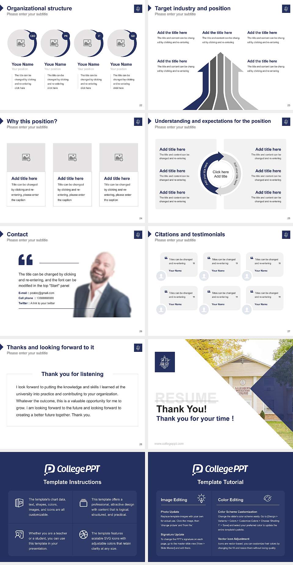 Allegheny Wesleyan College Resume PPT Template4:3 ratio PPT effect preview image4