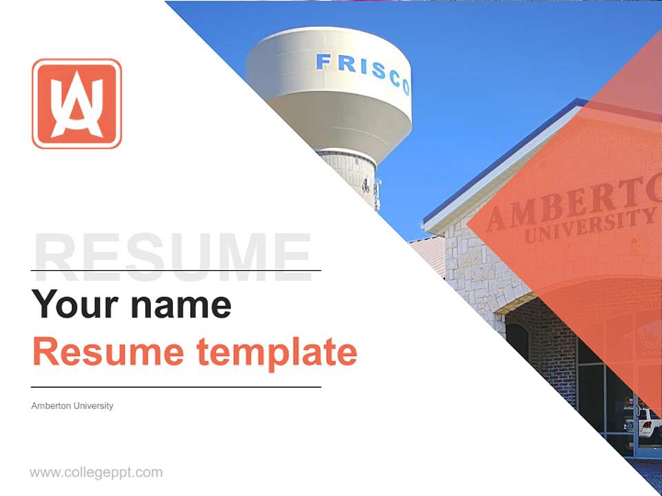 Amberton University Resume PPT Template4:3 ratio PPT effect preview image5
