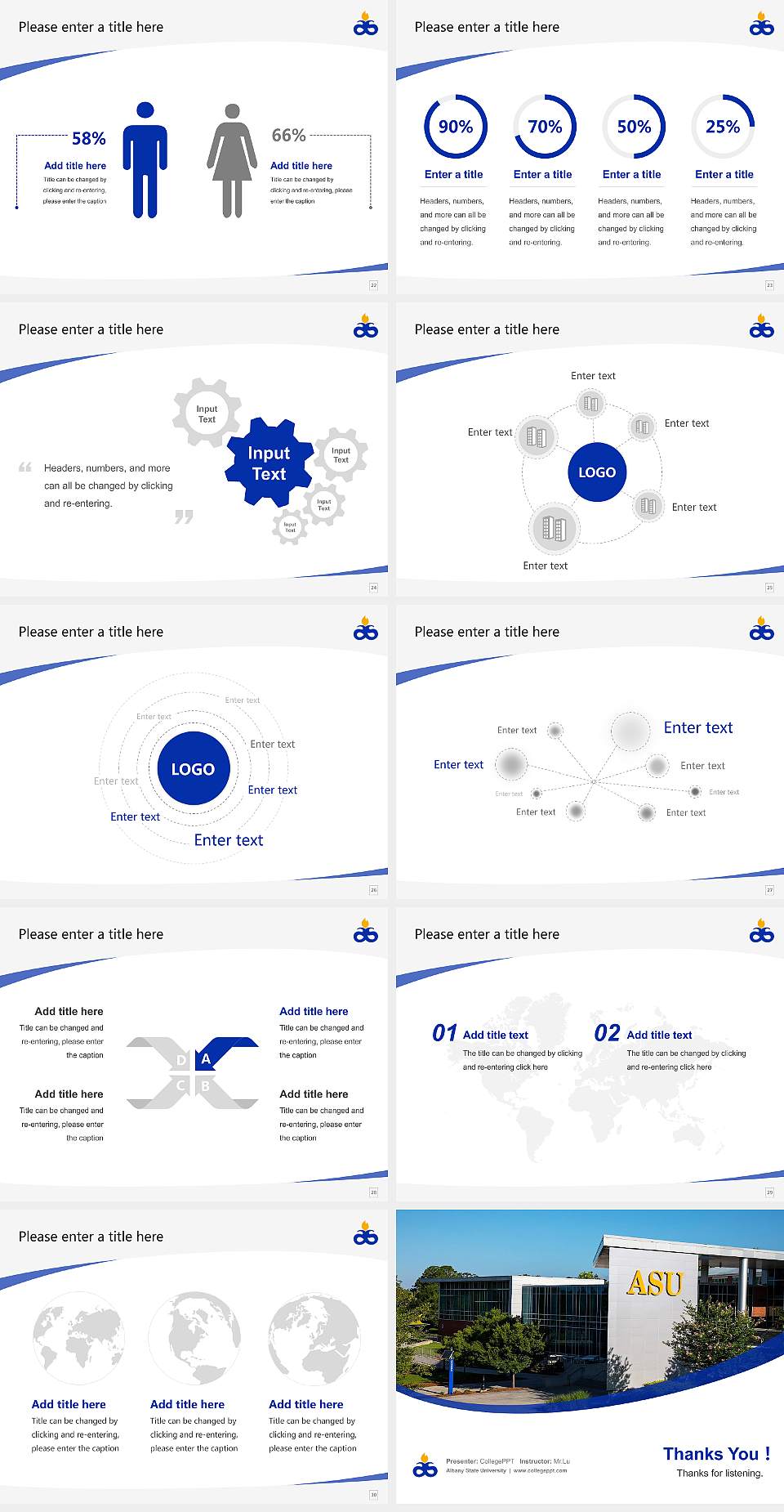 Albany State University Course/Courseware Creation PPT Template4:3 ratio PPT effect preview image4