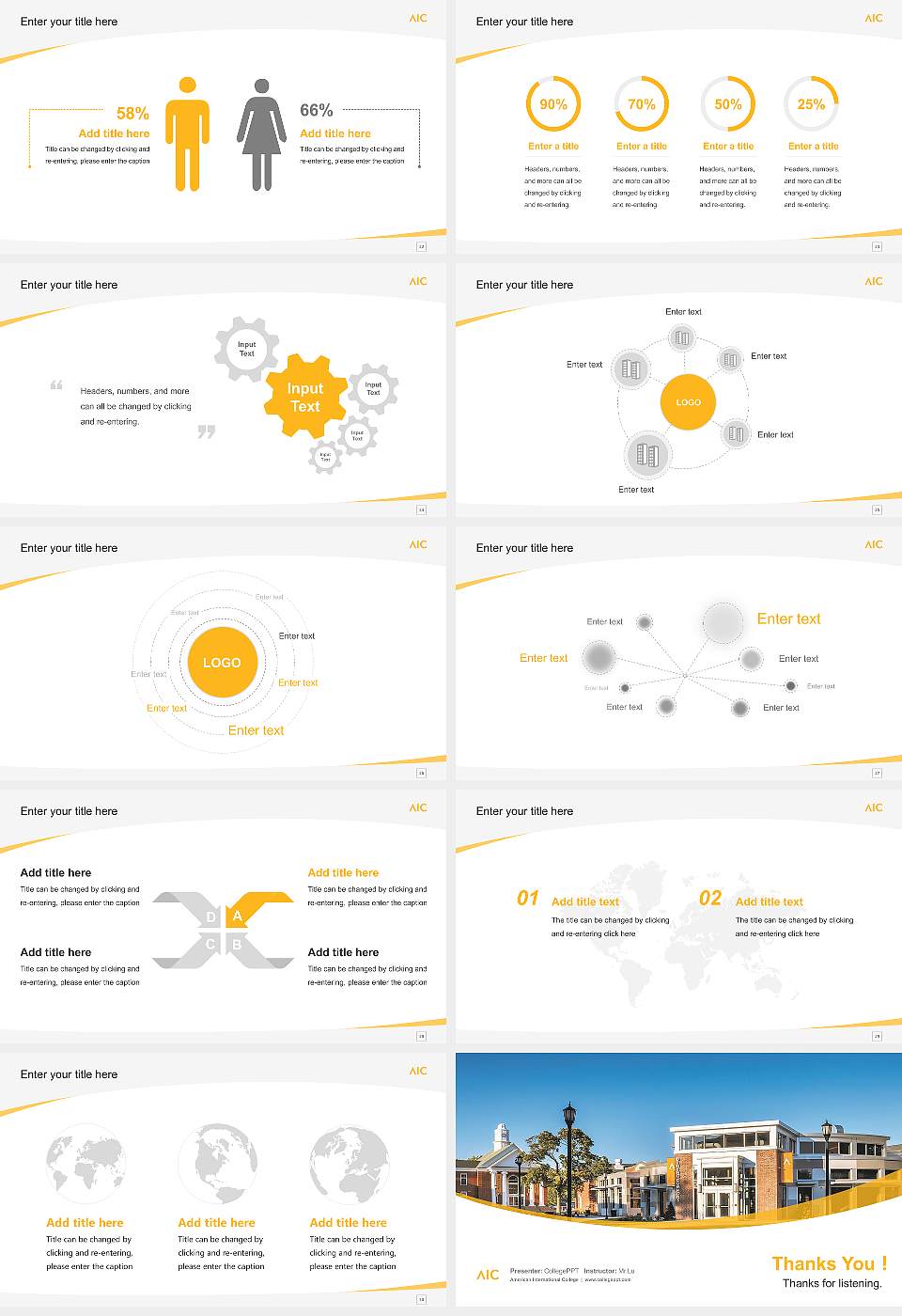 American International College Course/Courseware Creation PPT Template16:9 ratio PPT effect preview image4