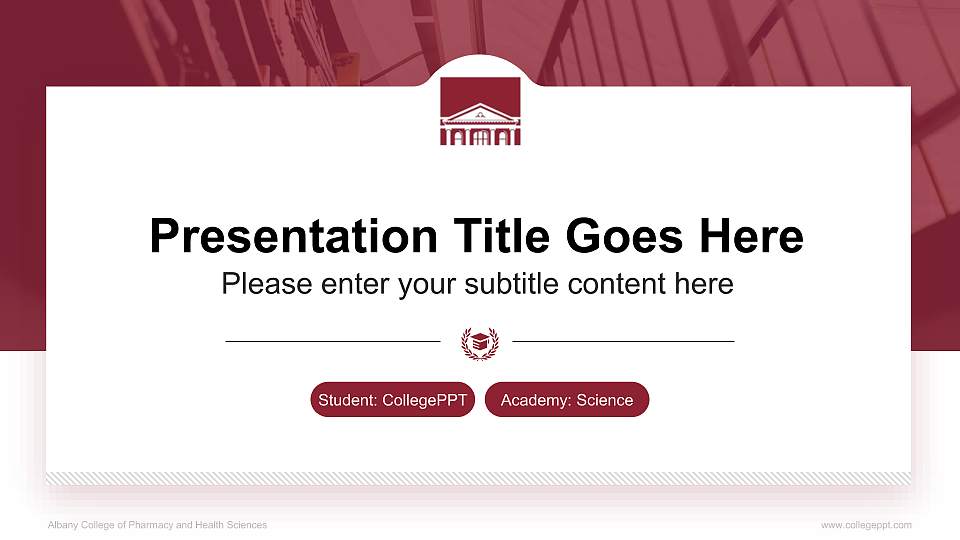 Albany College of Pharmacy and Health Sciences National Scholarship Defense PPT Template16:9 ratio PPT effect preview image