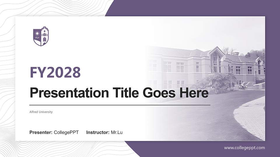 Alfred University Academic Presentation/Research Findings Report PPT Template16:9 ratio PPT effect preview image