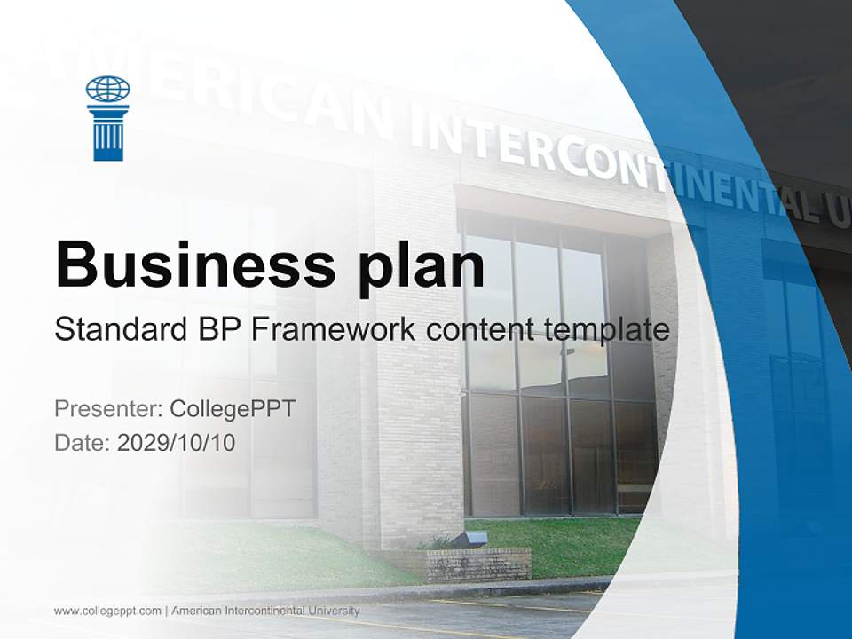 American Intercontinental University Competition/Entrepreneurship Contest PPT Template4:3 ratio PPT effect preview image9
