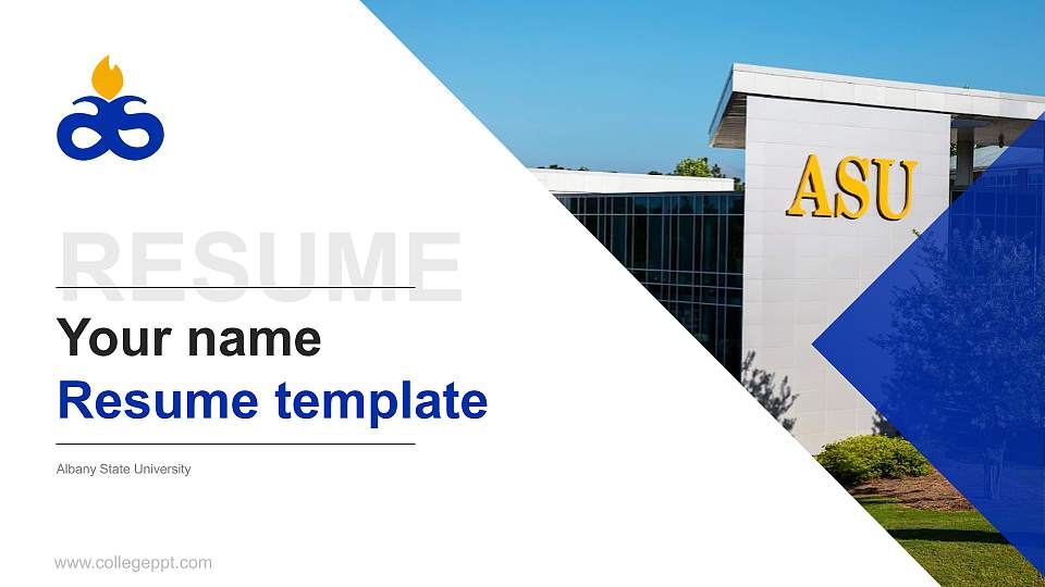 Albany State University Resume PPT Template16:9 ratio PPT effect preview image
