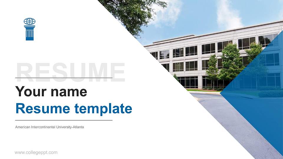 American Intercontinental University-Atlanta Resume PPT Template16:9 ratio PPT effect preview image