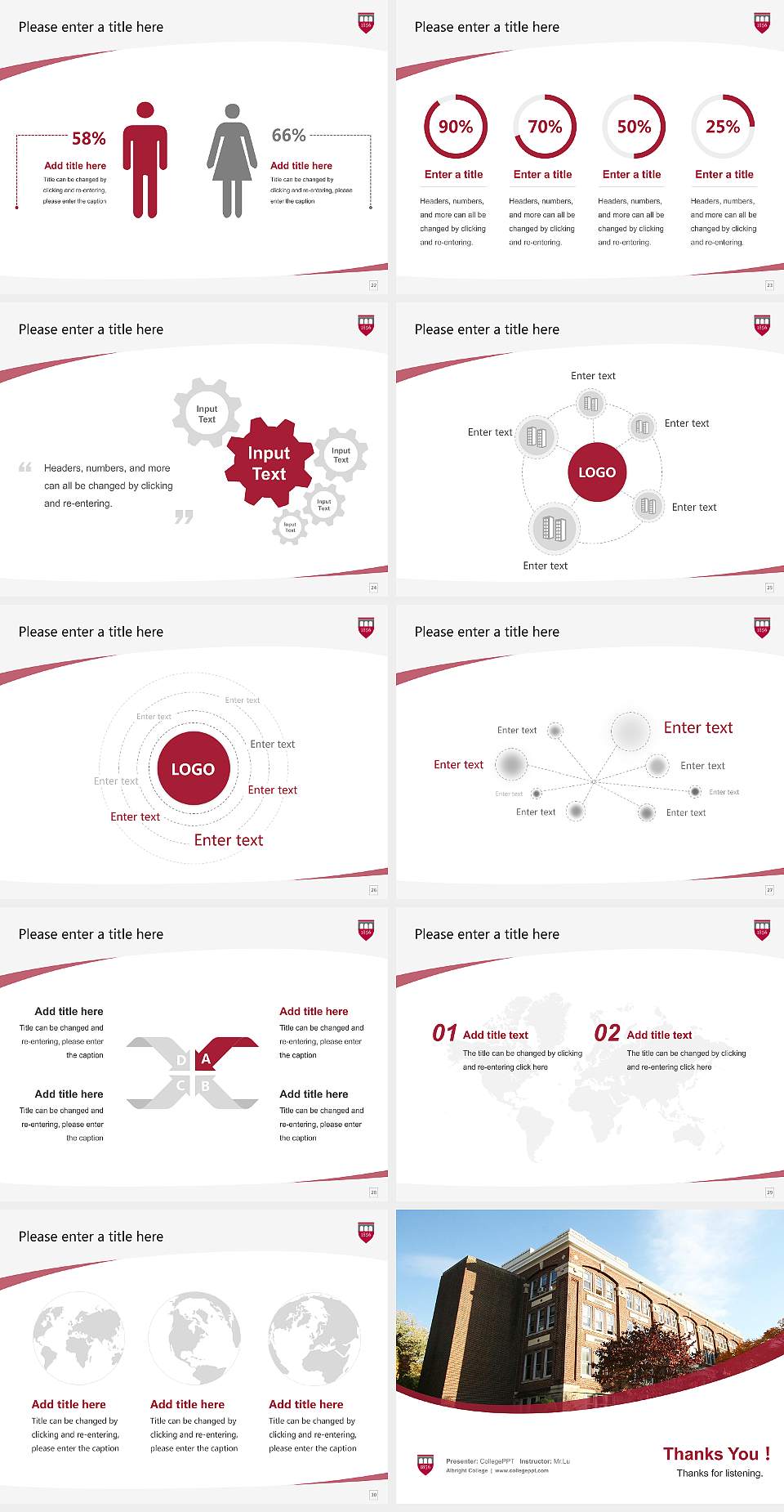 Albright College Course/Courseware Creation PPT Template4:3 ratio PPT effect preview image4