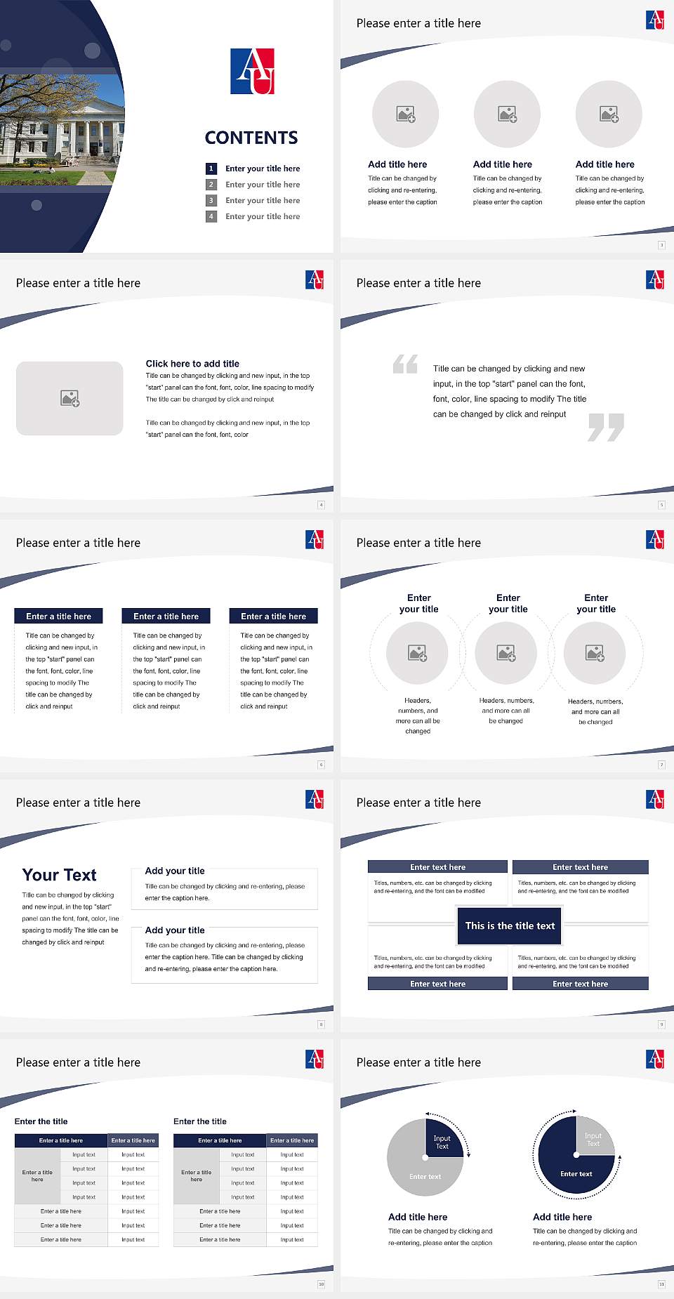 American University Course/Courseware Creation PPT Template4:3 ratio PPT effect preview image2
