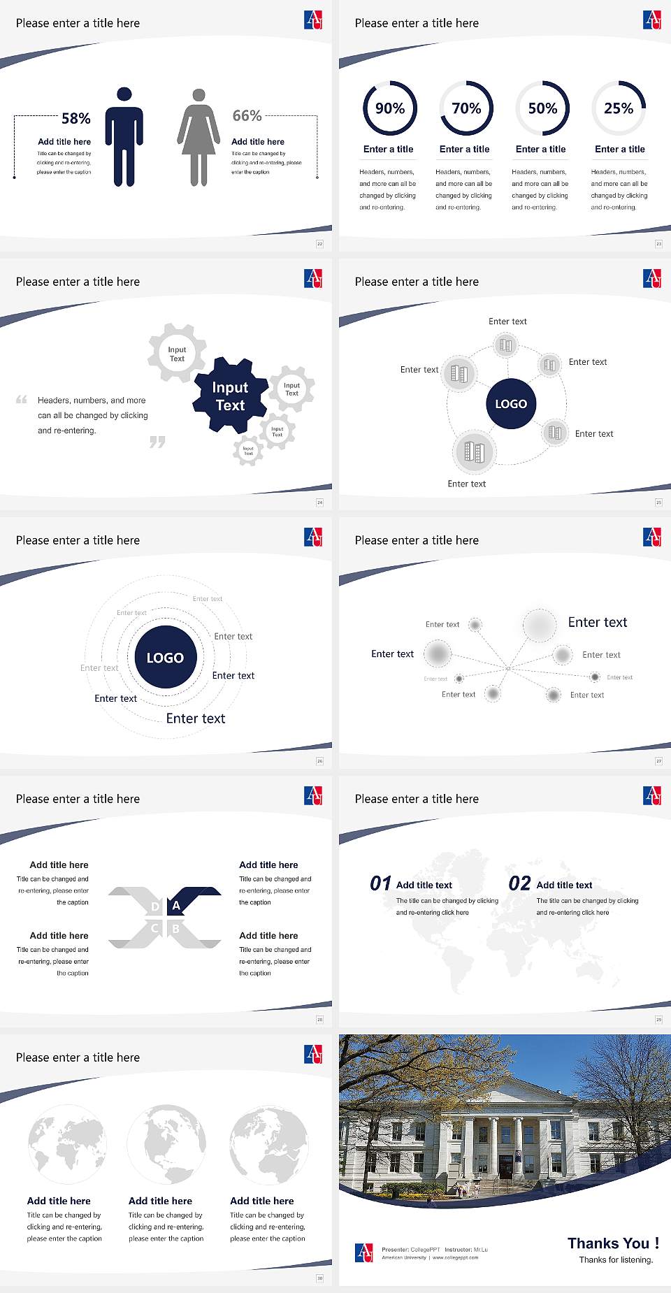 American University Course/Courseware Creation PPT Template4:3 ratio PPT effect preview image4