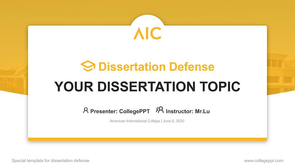 American International College Graduation Thesis Defense PPT Template16:9 ratio PPT effect preview image