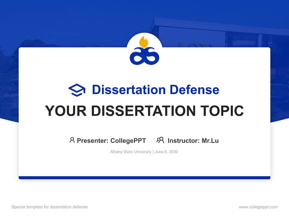 Albany State University Graduation Thesis Defense PPT Template4:3 ratio PPT effect preview image7