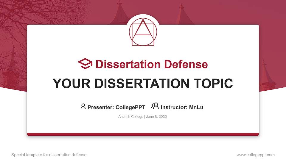 Antioch College Graduation Thesis Defense PPT Template16:9 ratio PPT effect preview image