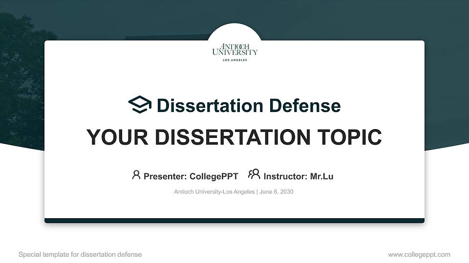 Antioch University-Los Angeles Graduation Thesis Defense PPT Template16:9 ratio PPT effect preview image