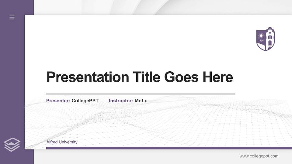 Alfred University Thesis Proposal/Graduation Defense PPT Template16:9 ratio PPT effect preview image