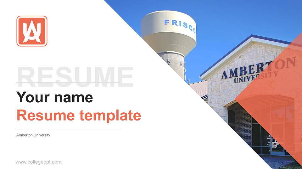 Amberton University Resume PPT Template16:9 ratio PPT effect preview image