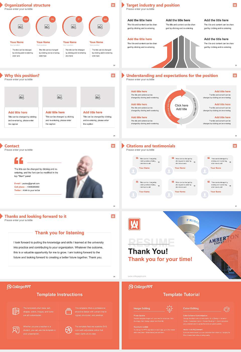 Amberton University Resume PPT Template16:9 ratio PPT effect preview image4