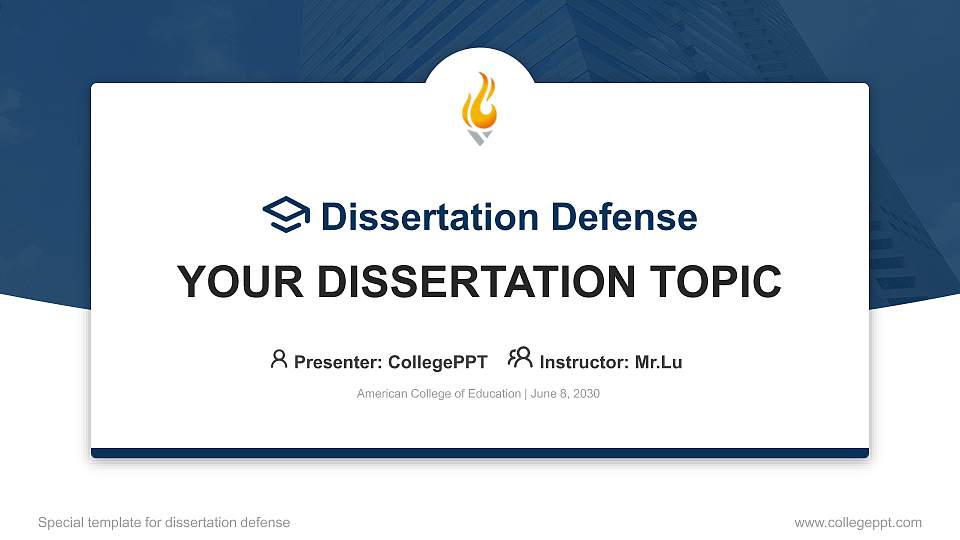 American College of Education Graduation Thesis Defense PPT Template16:9 ratio PPT effect preview image
