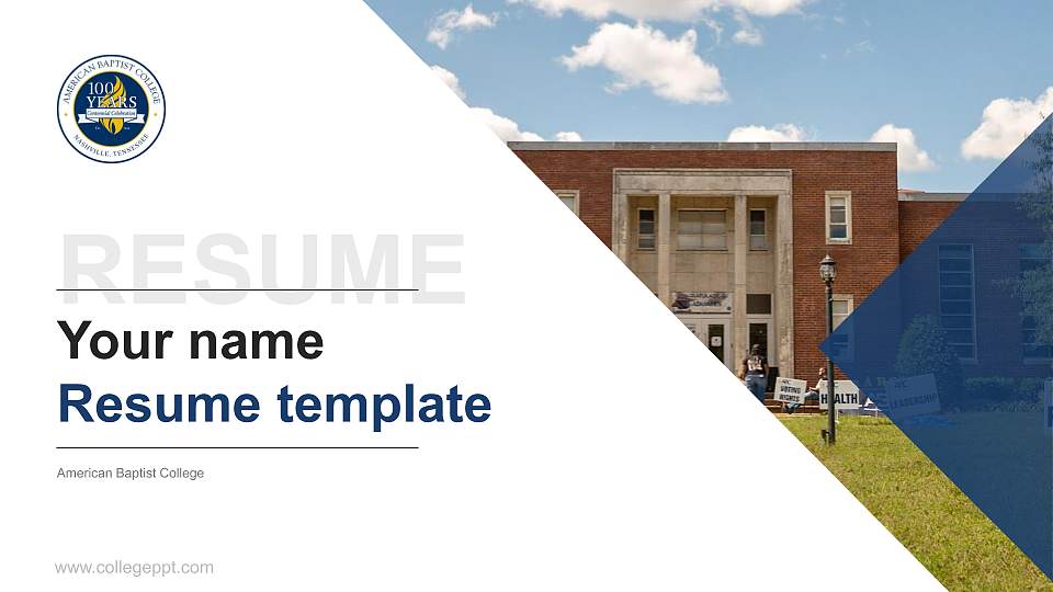 American Baptist College Resume PPT Template16:9 ratio PPT effect preview image