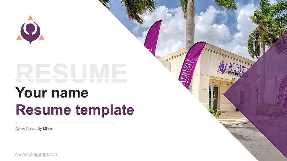 Albizu University-Miami Resume PPT Template16:9 ratio PPT effect preview image