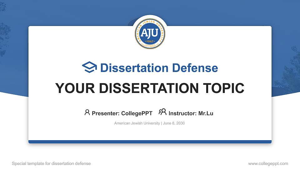 American Jewish University Graduation Thesis Defense PPT Template16:9 ratio PPT effect preview image