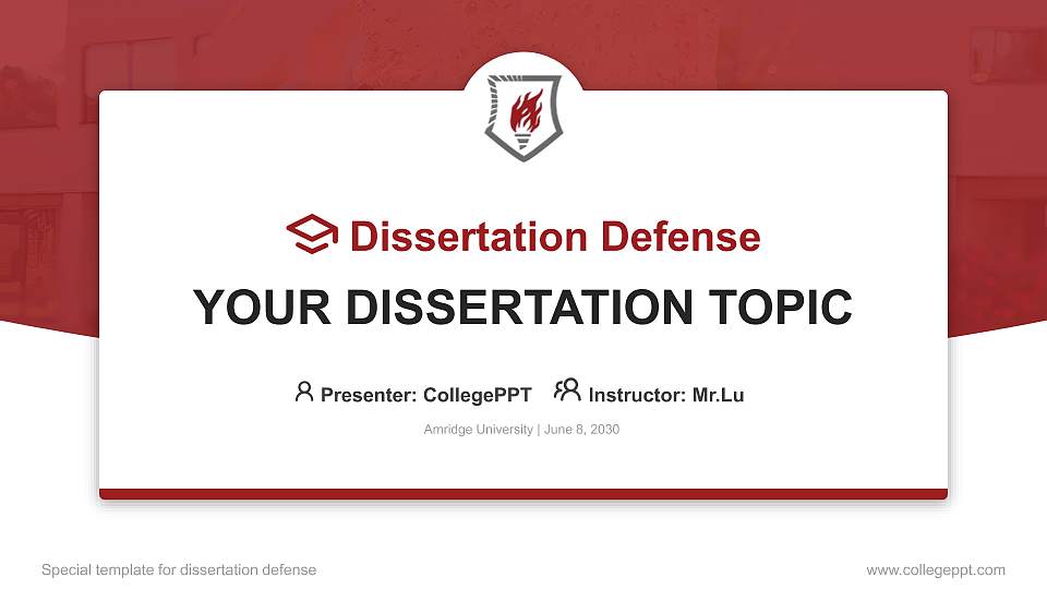 Amridge University Graduation Thesis Defense PPT Template16:9 ratio PPT effect preview image