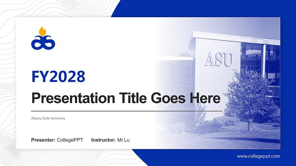 Albany State University Academic Presentation/Research Findings Report PPT Template16:9 ratio PPT effect preview image