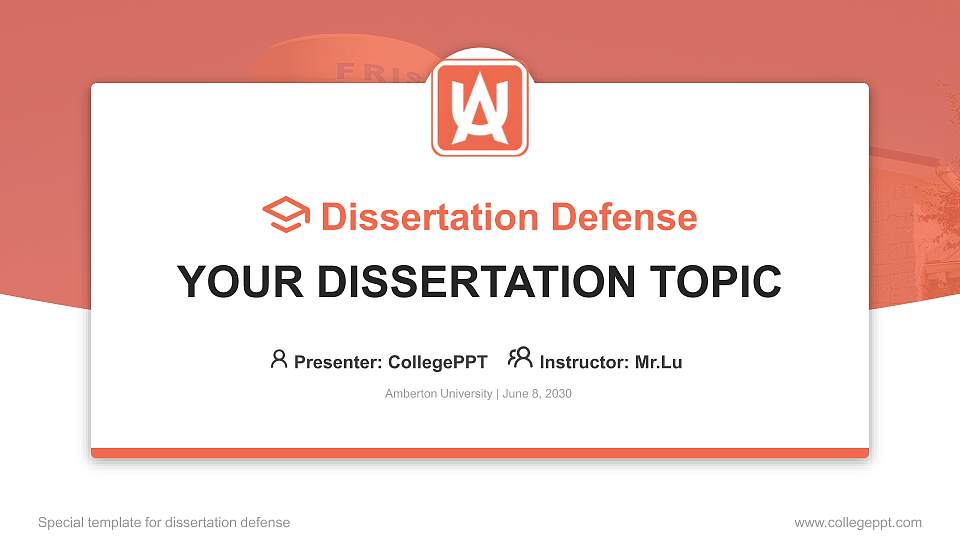 Amberton University Graduation Thesis Defense PPT Template16:9 ratio PPT effect preview image