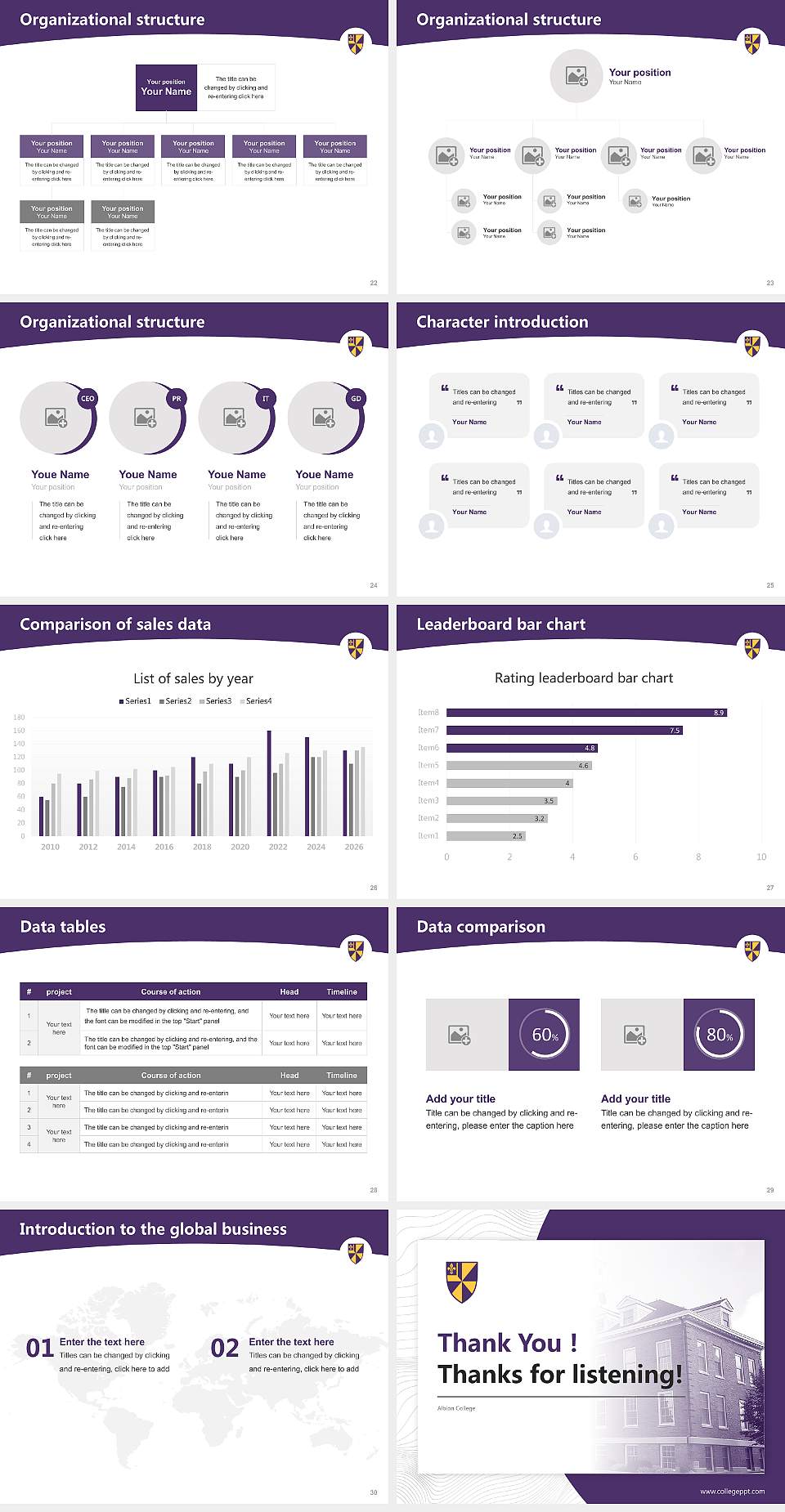 Albion College Academic Presentation/Research Findings Report PPT Template4:3 ratio PPT effect preview image4