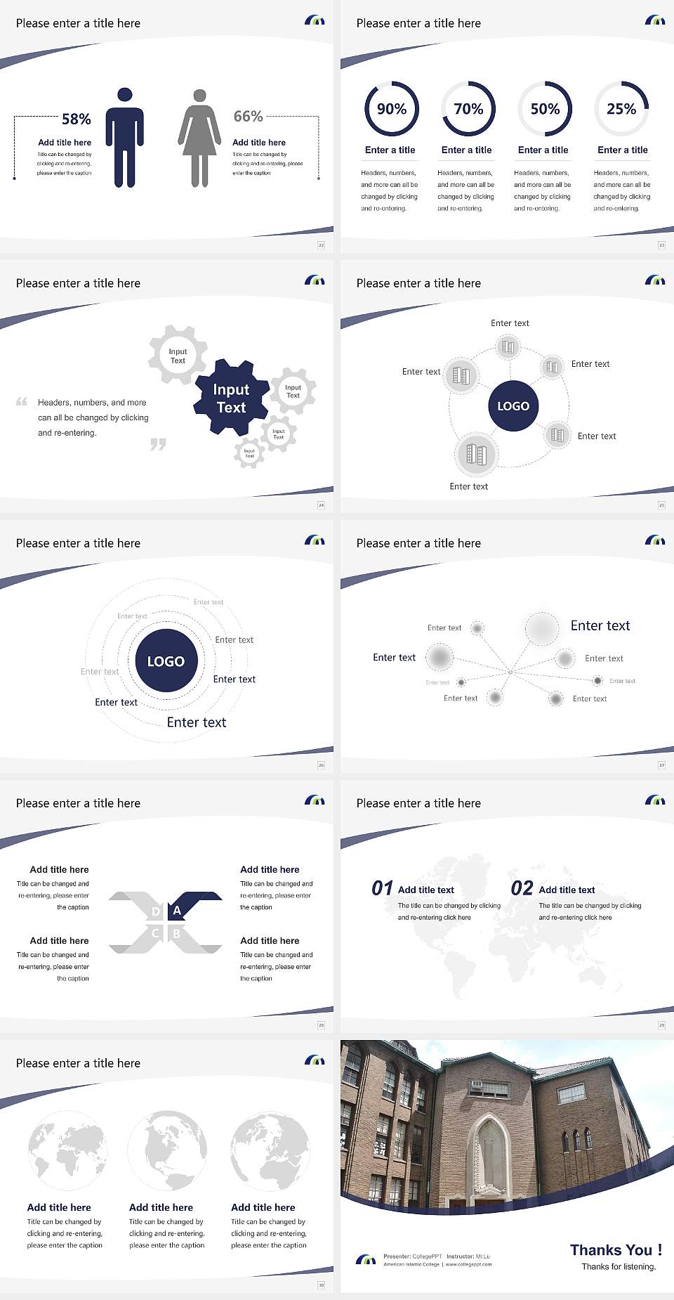 American Islamic College Course/Courseware Creation PPT Template4:3 ratio PPT effect preview image4