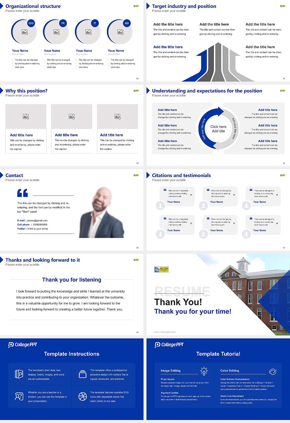 Allen University Resume PPT Template16:9 ratio PPT effect preview image4
