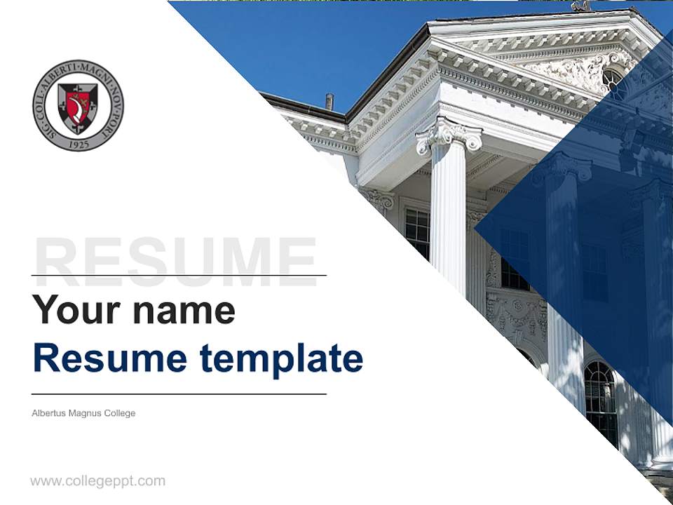 Albertus Magnus College Resume PPT Template4:3 ratio PPT effect preview image5