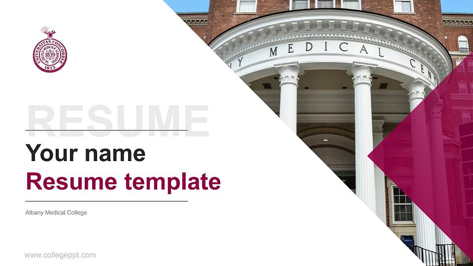 Albany Medical College Resume PPT Template16:9 ratio PPT effect preview image