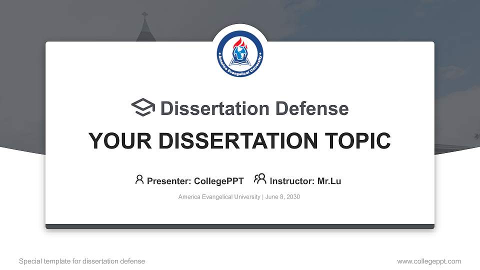 America Evangelical University Graduation Thesis Defense PPT Template16:9 ratio PPT effect preview image