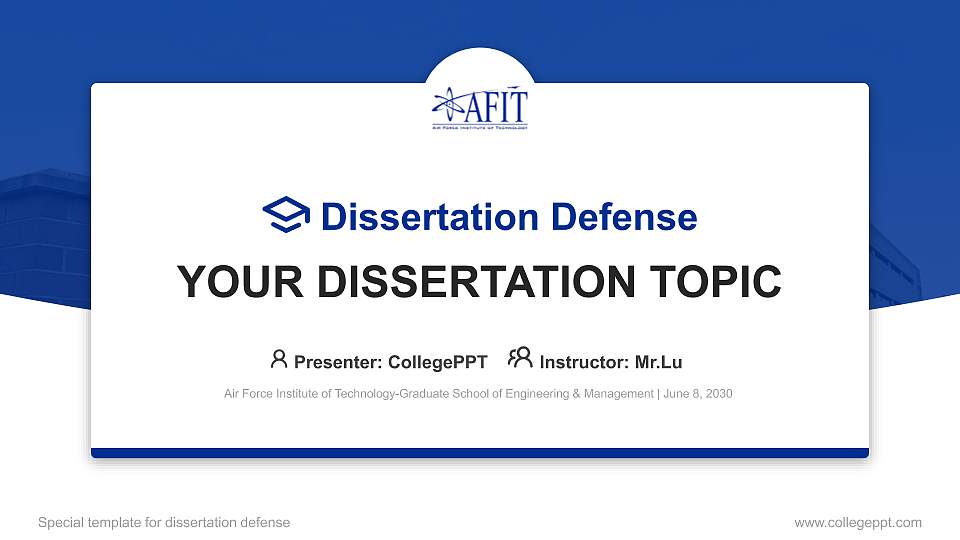 Air Force Institute of Technology-Graduate School of Engineering & Management Graduation Thesis Defense PPT Template16:9 ratio PPT effect preview image