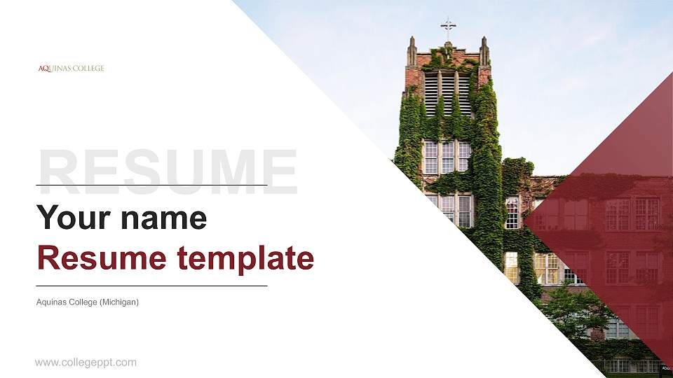 Aquinas College (Michigan) Resume PPT Template16:9 ratio PPT effect preview image