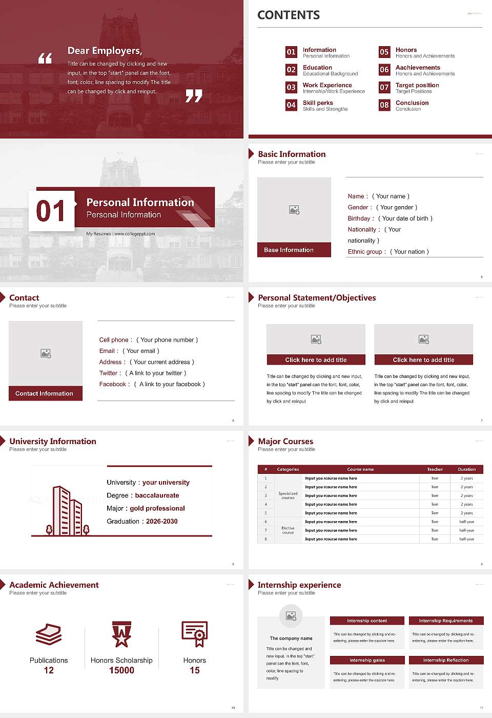Aquinas College (Michigan) Resume PPT Template16:9 ratio PPT effect preview image2