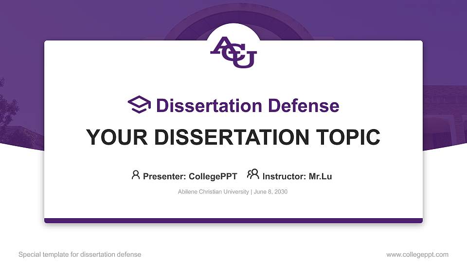 Abilene Christian University Graduation Thesis Defense PPT Template16:9 ratio PPT effect preview image