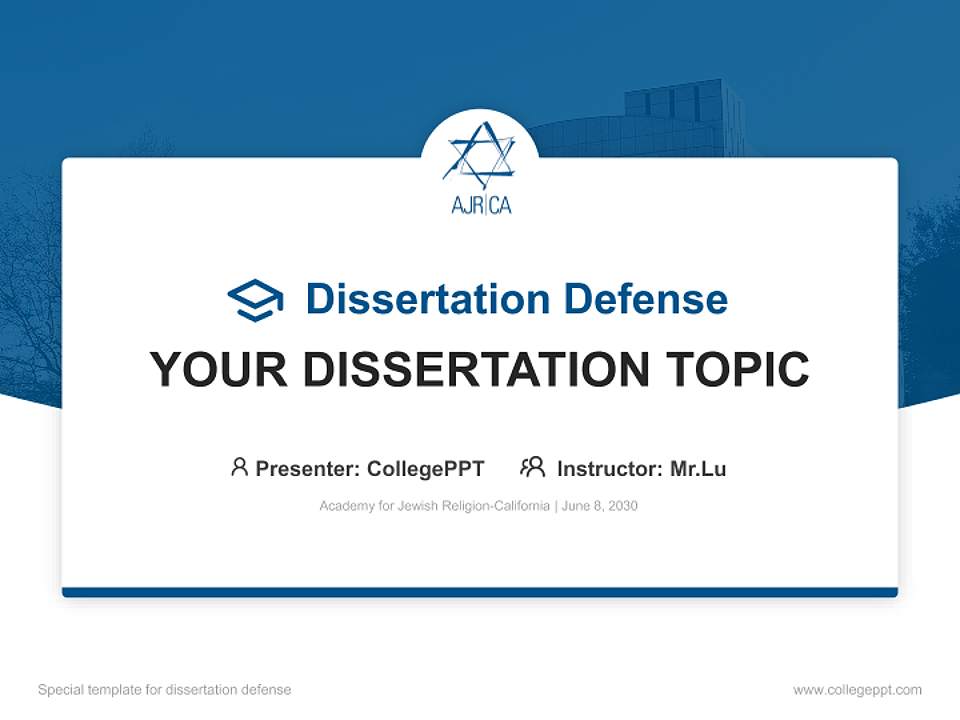Academy for Jewish Religion-California Graduation Thesis Defense PPT Template4:3 ratio PPT effect preview image7