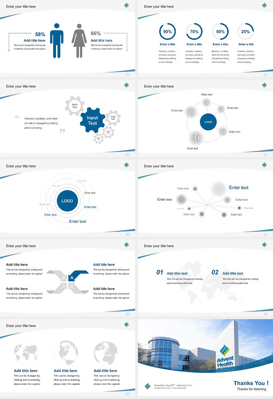 Adventhealth University Course/Courseware Creation PPT Template16:9 ratio PPT effect preview image4