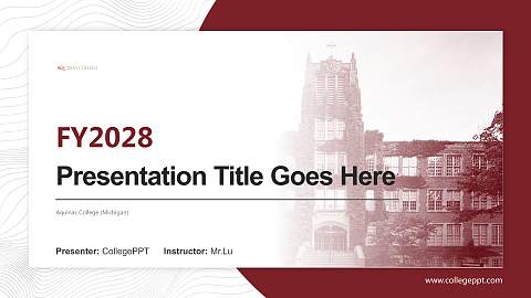 Aquinas College (Michigan) Academic Presentation/Research Findings Report PPT Template