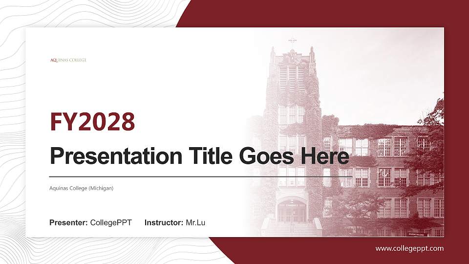 Aquinas College (Michigan) Academic Presentation/Research Findings Report PPT Template16:9 ratio PPT effect preview image