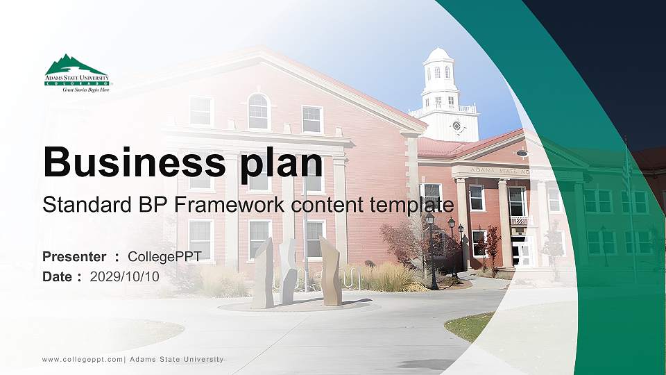 Adams State University Competition/Entrepreneurship Contest PPT Template16:9 ratio PPT effect preview image